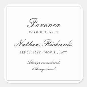 Elegant Classic Funeral in Loving Memory Square Sticker