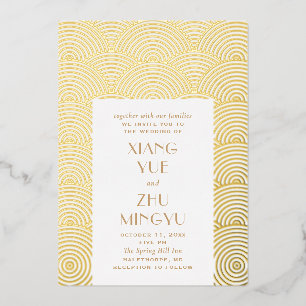 Elegant classic gold asian wedding. Chinese wave