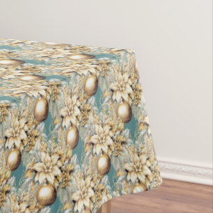 Elegant classic gold blue luxury Christmas bouquet Tablecloth