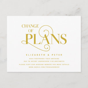 Elegant Classic Gold Change of plans, Postponement Postcard