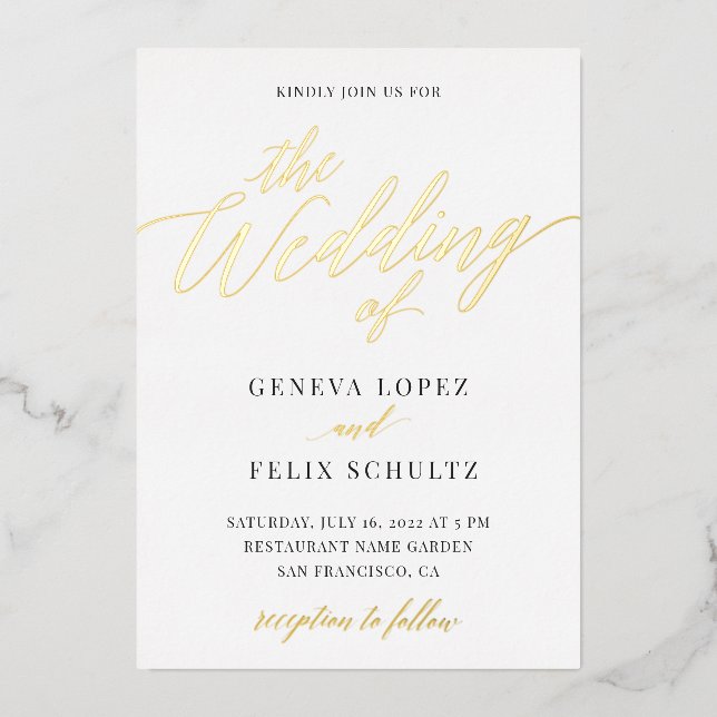 Elegant Classic Gold Foil Hand Lettered Script  Fo (Front)