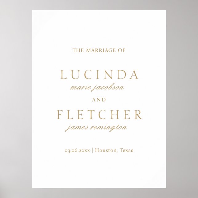 Elegant Classic Gold Formal Minimal Wedding Poster (Front)