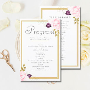 Elegant Classic Gold Frame Floral Roses Wedding