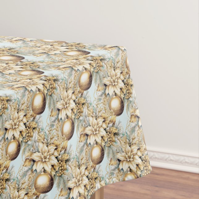 Elegant classic gold mint luxury Christmas bouquet Tablecloth (In Situ)