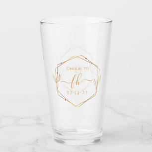 Elegant Classic Gold Monogrammed Initial Wedding Glass
