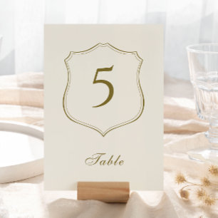 Elegant Classic Golden Crest Monogram Wedding Table Number