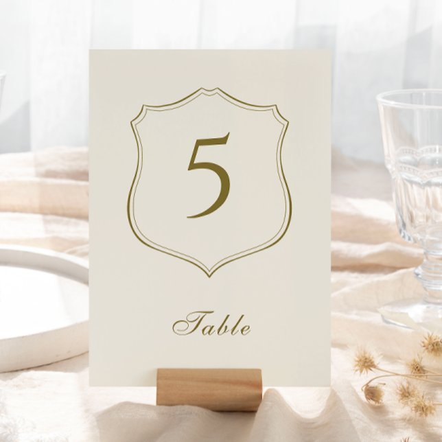 Elegant Classic Golden Crest Monogram Wedding Table Number (Creator Uploaded)