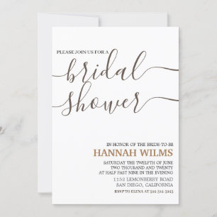 Elegant &Classic Golden Minimalist Bridal Shower Invitation