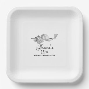 Elegant Classic Golf 19th Birthday Party Custom Paper Plate