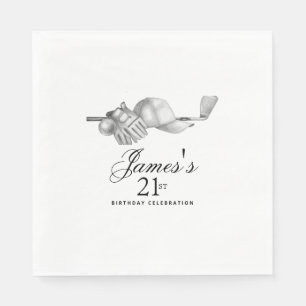 Elegant Classic Golf 21st Birthday Party Custom Napkin
