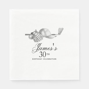 Elegant Classic Golf 30th Birthday Party Custom Napkin
