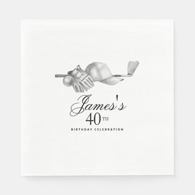 Elegant Classic Golf 40th Birthday Party Custom Napkin (Front)