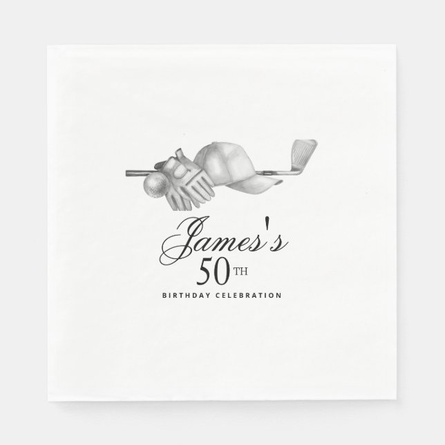 Elegant Classic Golf 50th Birthday Party Custom Napkin (Front)