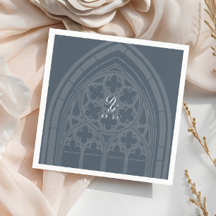 Elegant Classic Gothic Orion Blue Wedding Details Napkin