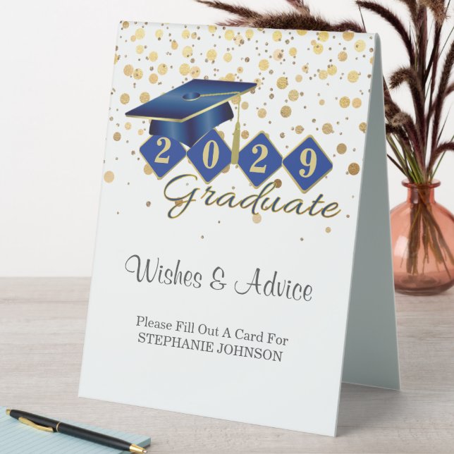 Elegant Classic Graduation Party Blue & Gold (In SItu (Table))