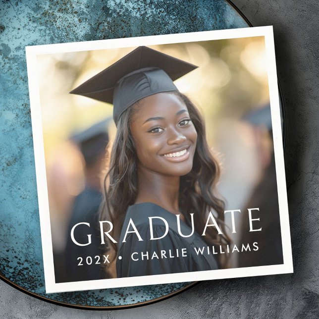 Elegant classic graduation photo graduate napkin (Elegant classic graduation photo graduate napkins)