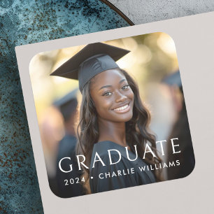 Elegant classic graduation photo graduate square sticker