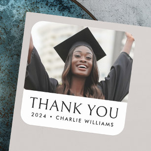 Elegant classic graduation photo thank you square sticker
