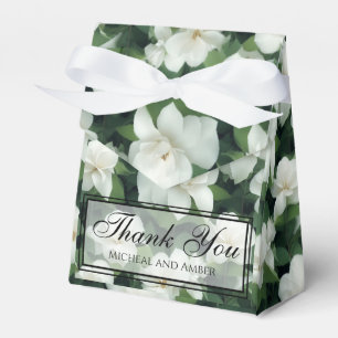 Elegant classic green botanical white floral favour box