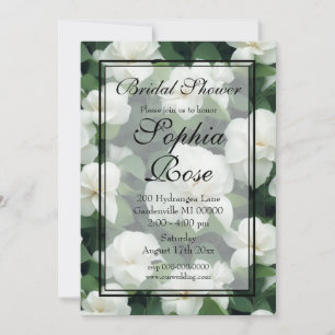 Elegant classic green botanical white floral invitation