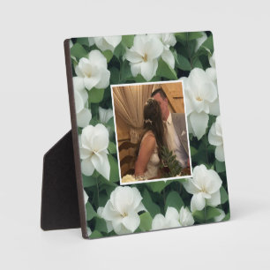 Elegant classic green botanical white floral plaque