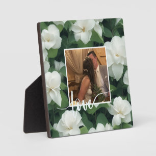 Elegant classic green botanical white floral plaque
