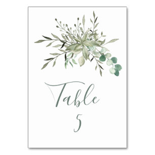 Elegant Classic Green Eucalyptus Wedding Table Number