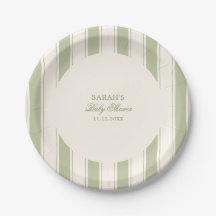 Elegant Classic Green Stripes Baby Shower