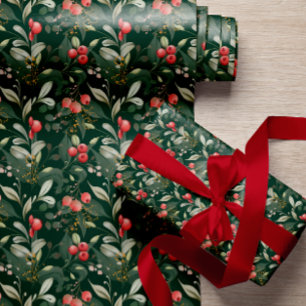 Elegant Classic Greenery and Berries Christmas Wrapping Paper