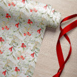 Elegant Classic Greenery and Berries Christmas  Wrapping Paper<br><div class="desc">This elegant and timeless Christmas wrapping paper showcases an intricately hand-drawn floral and greenery pattern in the timeless shades of red,  green,  and ivory,  set against a custom background colour (as illustrated in white).</div>