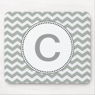 Elegant, classic grey and white chevron zigzag mouse pad