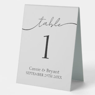 Elegant Classic Grey Wedding Table Number