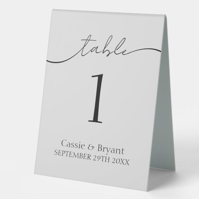 Elegant Classic Grey Wedding Table Number (Front)