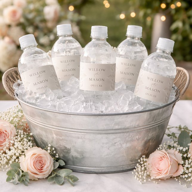 Elegant Classic Ivory Baroque Wedding Water Bottle Label (Elegant Classic Ivory Baroque Wedding Water Bottle Label)