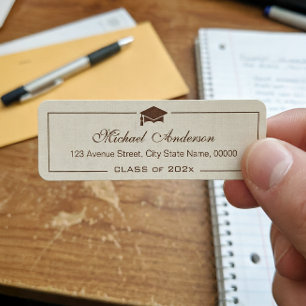 Elegant Classic Ivory Linen Graduation Graduate Return Address Label