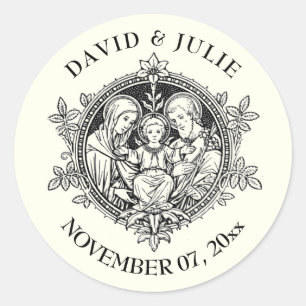 Elegant Classic Ivory Religious Holy Family Round Sticker
