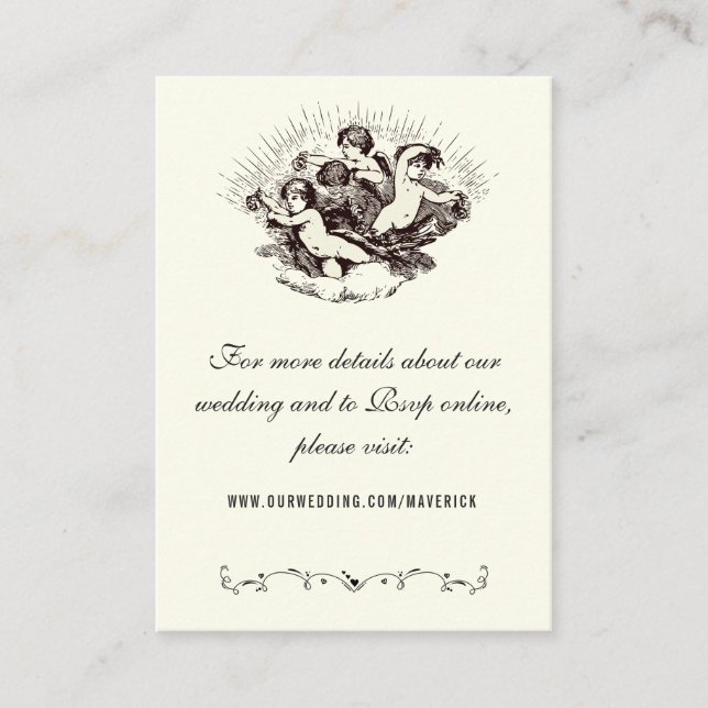 Elegant Classic Ivory Wedding Website Enclosure  Card (Front)