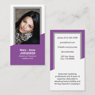Elegant Classic Job Seeker Classy Purple Plum Business Card