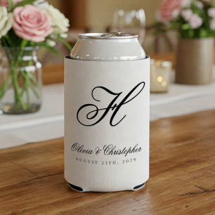 Elegant Classic Last Name Initial Wedding Can Cooler