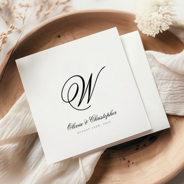 Elegant Classic Last Name Initial Wedding Napkin (Creator Uploaded)