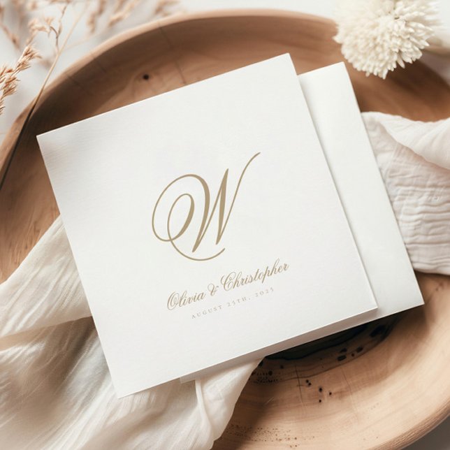 Elegant Classic Last Name Initial Wedding Napkin (Creator Uploaded)