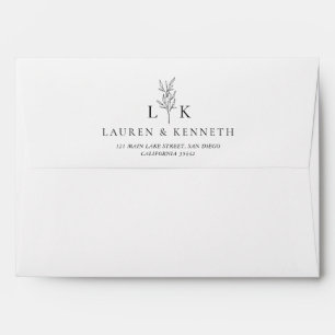 Elegant Classic Leaf Monogram Wedding Envelope