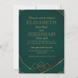 elegant Classic luxurious formal green wedding Invitation