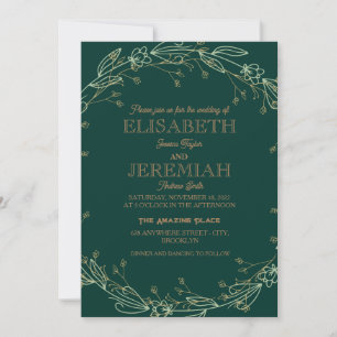 elegant Classic luxurious green formal wedding Invitation