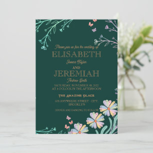 elegant Classic luxurious green wedding  Invitation
