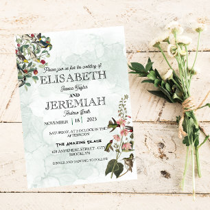 elegant Classic luxurious white floral wedding Invitation