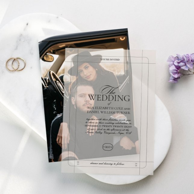 Elegant Classic Luxury Light Grey Monogram Wedding Vellum Invitations (Elegant Classic Luxury Light Gray Monogram Wedding Vellum Invitations)