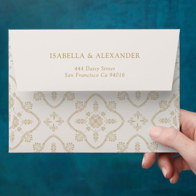 Elegant Classic Mediterranean Tile Wedding Envelop Envelope (Hand)