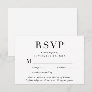 Elegant Classic Menu Choice Wedding RSVP Card