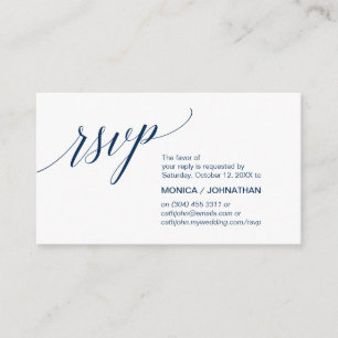 Elegant Classic minimal, Navy Blue Script, RSVP Enclosure Card